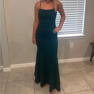 Lulu's Emerald Green Sheath Maxi Dress Spaghetti Strap